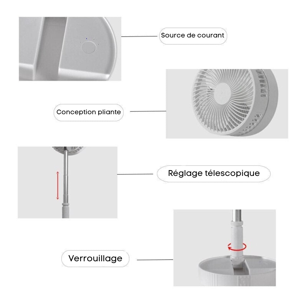 Ventilateur portable rétractable sans fil - FoldAir