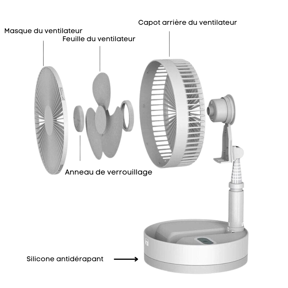 Ventilateur portable rétractable sans fil - FoldAir